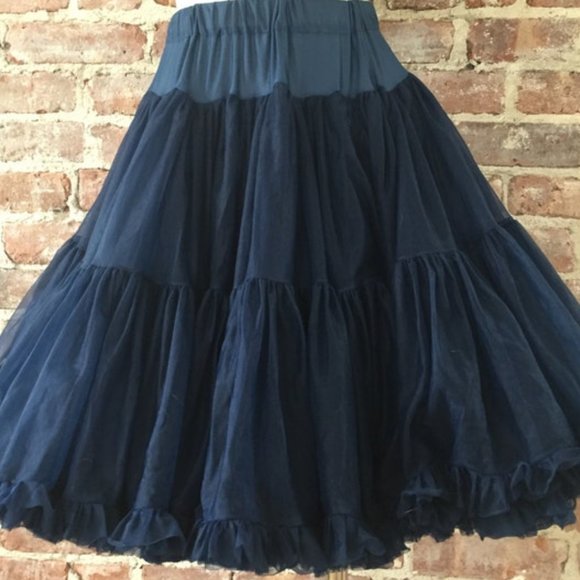 Vintage - Meg Simkins Other - Gorgeous Vintage Navy Blue Soft Nylon Semi-Sheer Crinoline Petticoat - S/M
